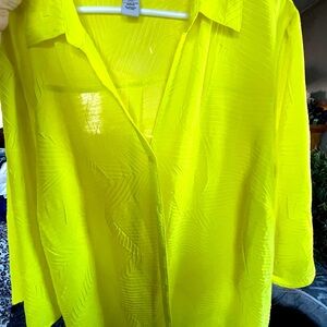 Plus size Catherine’s Maggie Barnes blouse. Sheer fabric. 3/4 length sleeves.